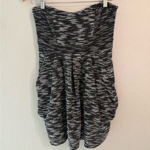 Free People Black Gray Strapless Knit Bubble Mini Dress Size 8